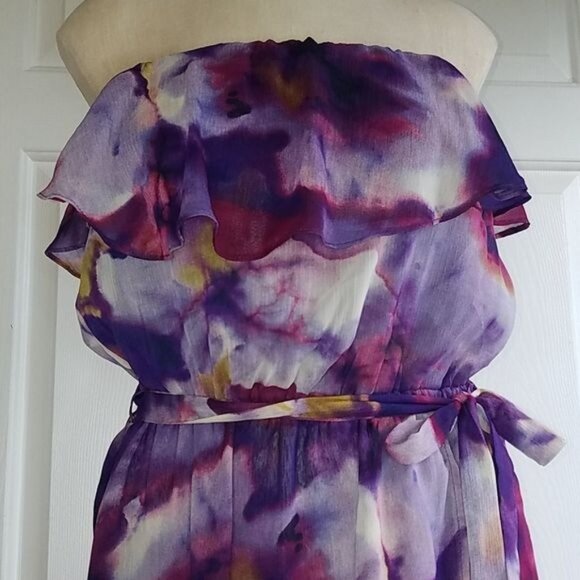 Dress Strapless Purple FLORAL Watercolor Summer Jack Dylan Women's WOMAN'S Small - Picture 3 of 10